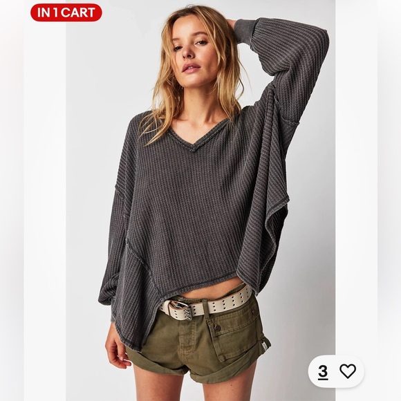 We The Free Tops - We The Free Coraline Thermal Pullover Oversized Free People Top Large Boho